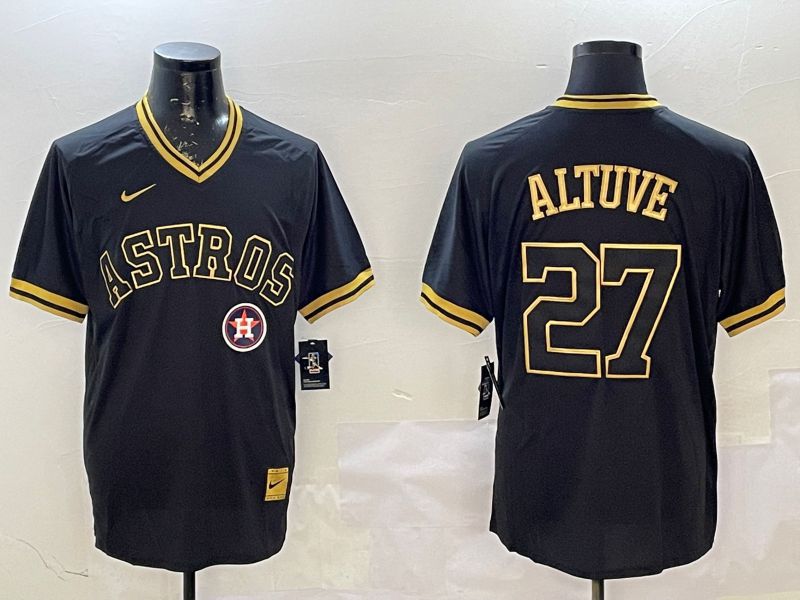 Men Houston Astros #27 Altuve Black Gold Game 2025 Nike MLB Jersey style 6->houston astros->MLB Jersey